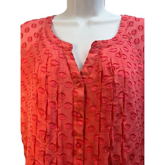 Soft Surroundings Women's Medium Silk Blend Blouse Button Front Flutter Sleeve - Picture 4 of 11